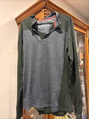 Field & Stream Men's Two-Tone Quarter Zip Pullover - Olive & Heather Gray